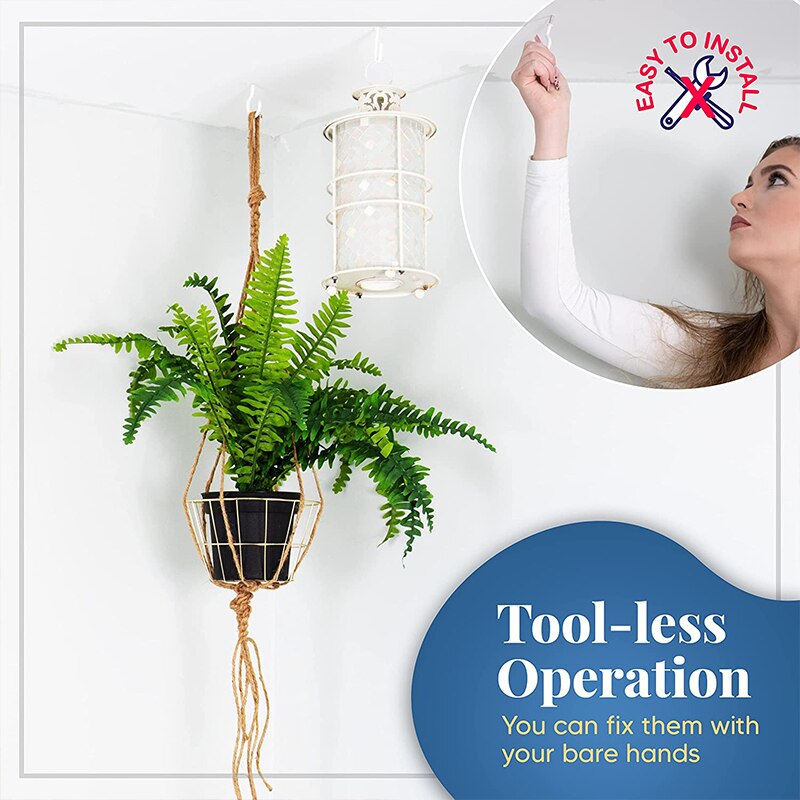 Vinyl Coated Ceiling Hooks Multipurpose Screw Hooks and S Shaped for Hanging Plants, Cups, Utensils, Lights and Stuff