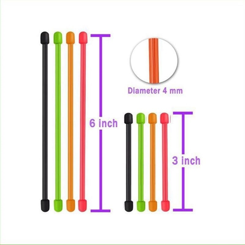 10 st / parti 3 '' 6 '' återanvändbar silikon kabelband band magisk gummi twist tie multifunktionsledning tråd arrangör gardin dekorativ