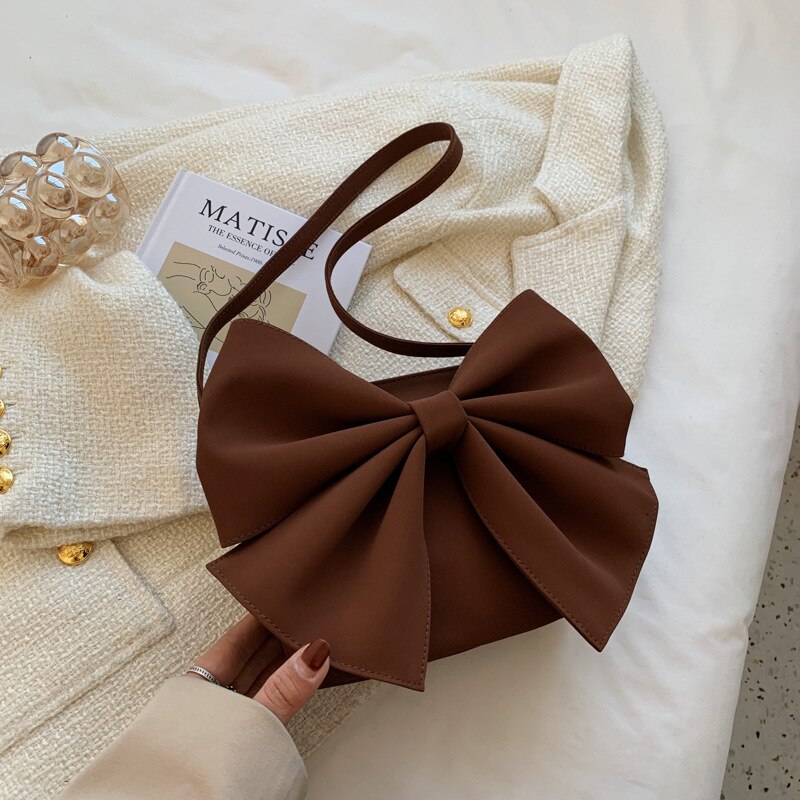 Frauen Bogen Tasche retro Schulter Tasche Achselhöhle Tasche Bote Kleine Tasche Für Mädchen Party Einkaufstasche сумка женская 2022 тренд: Braun