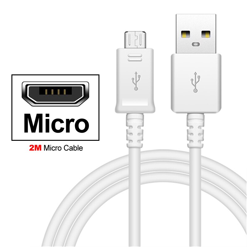 Tomada da ue carga rápida, para huawei p20 lite p9 honor 8 9 nova 2 2i 3i 4 nova 3 p adaptador de carregador inteligente tipo-c, cabo micro usb: 2m Micro Cable