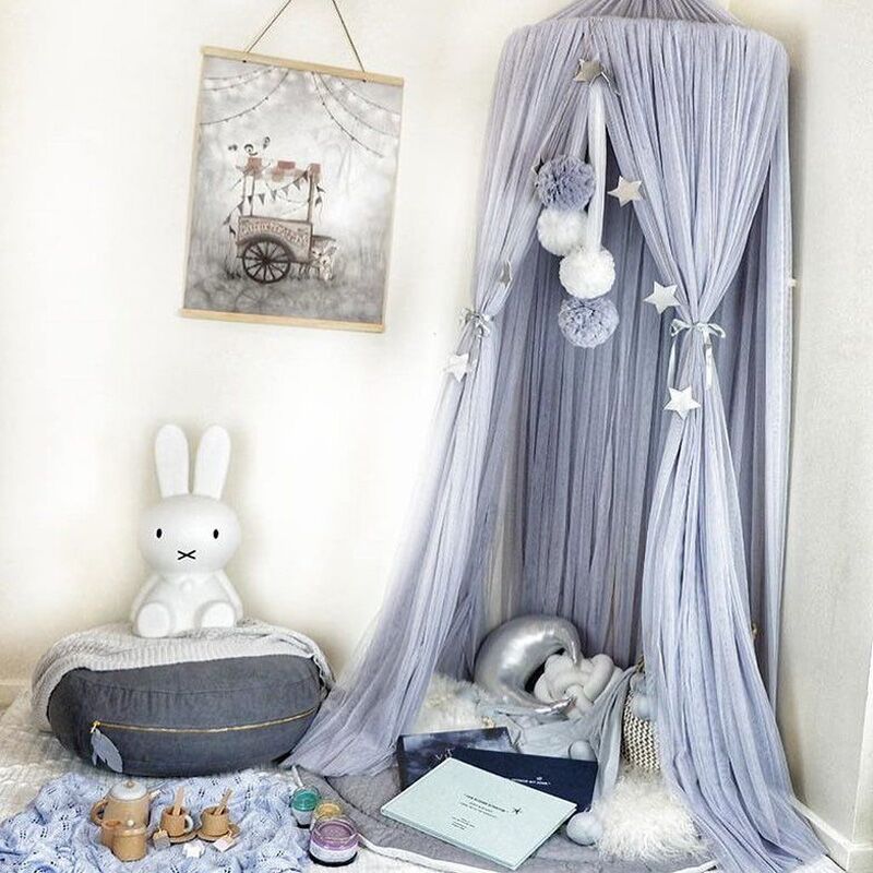 Opknoping Kids Baby Beddengoed Dome Bed Canopy Katoen Klamboe Bedcover Gordijn Voor Baby Kids Lezen Spelen Woondecoratie: Blue