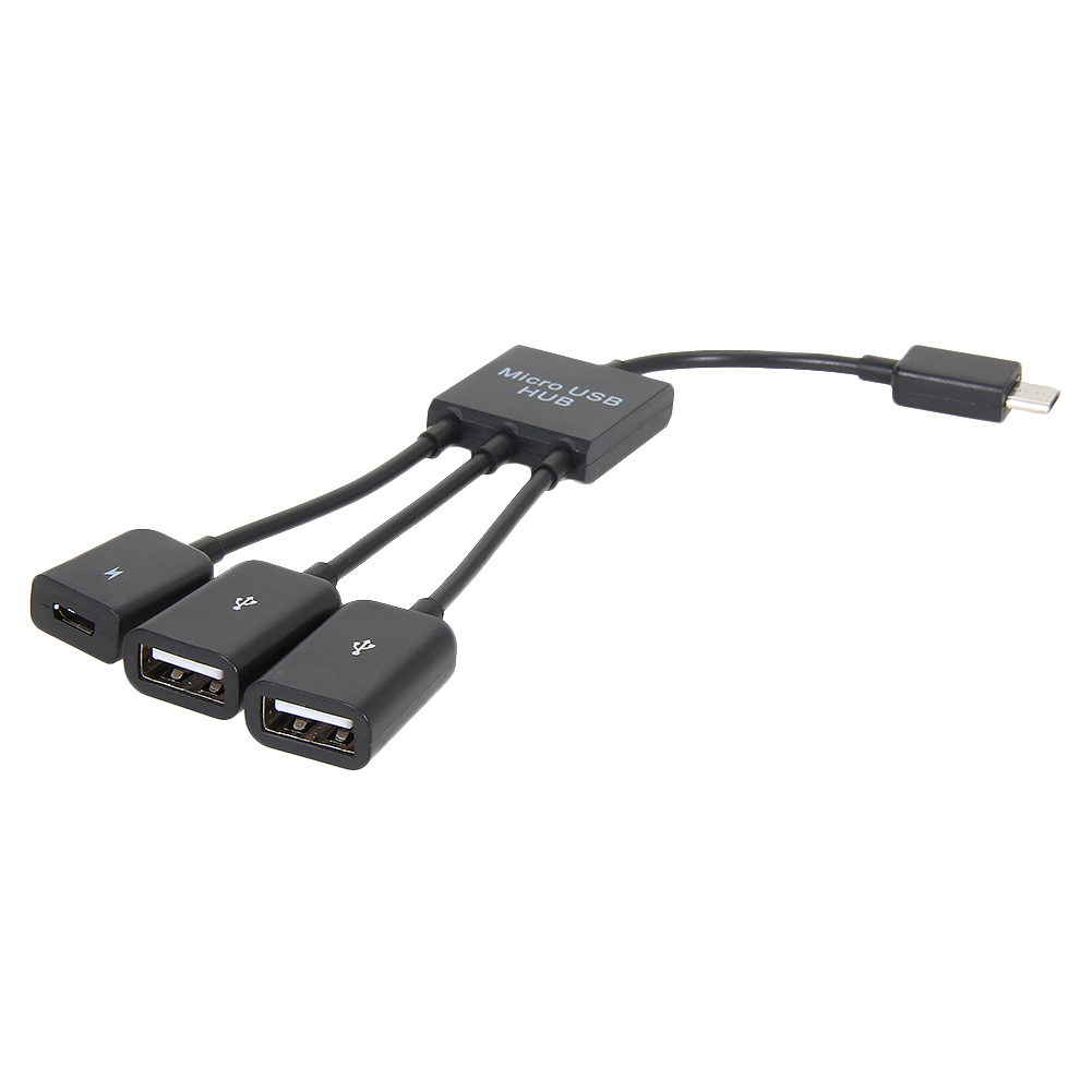 3 in1 Multi-function Dual Micro USB Host OTG Hub Adapter Cable Male to Female Dual Micro USB 2.0 Host OTG Hub Adapter Cable