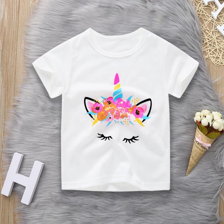 Toddler Baby Girl T shirt Tops Short Sleeve Unicorn Print T-Shirt Costume: 12M