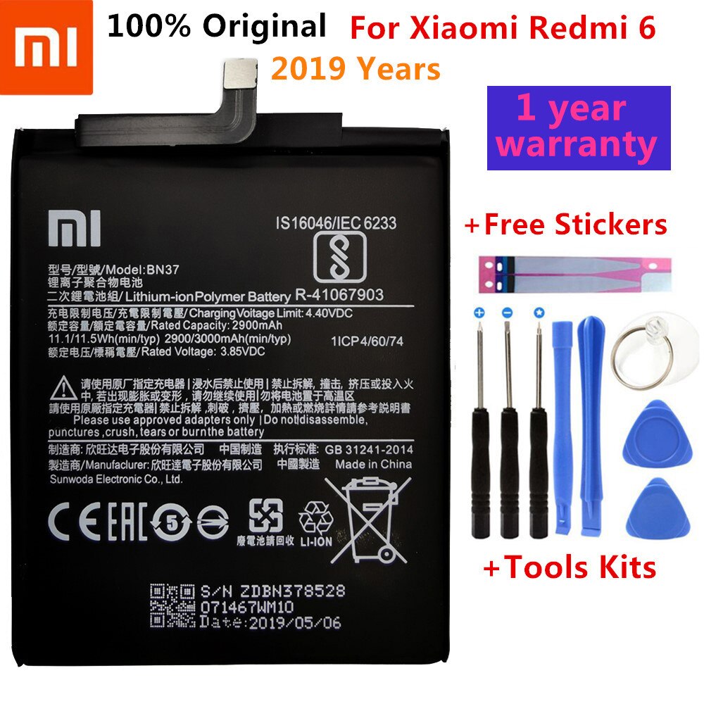 Xiao Mi Original Phone Battery For Xiaomi Redmi Note 4 5 4X 3 Pro 3S 3X 4X Mi 5 4A Note 5A / Pro 5 Plus Replacement batteries: BN37 Redmi 6(6A