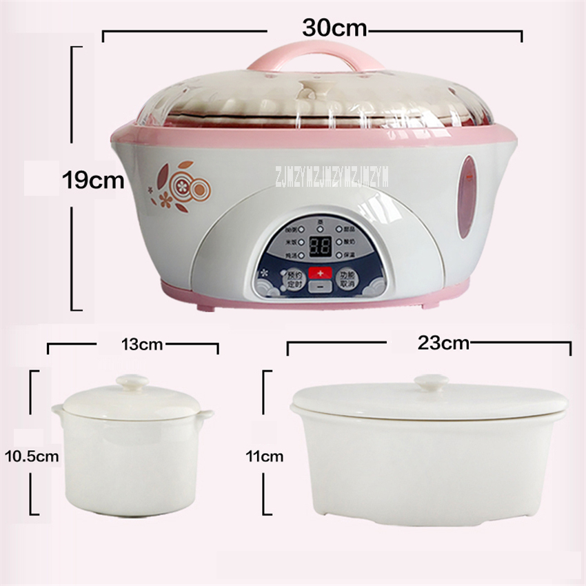 DDZ-W116D Automatische Huishoudelijke Slowcooker Mini Elektrische Slow Cooker 300 W Soep Koken Machine Met 3 Pot Keramiek Liner 220 V