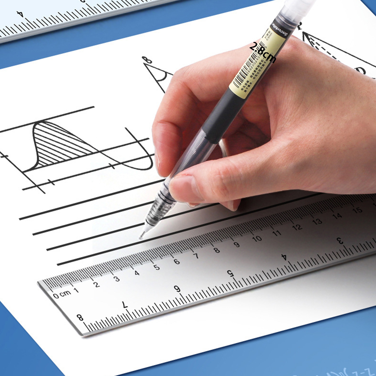 15/20/30cm genomskinliga plastlinjaler blå färg enkelt bärbart verktyg sött för studentskola och kontorsmaterial