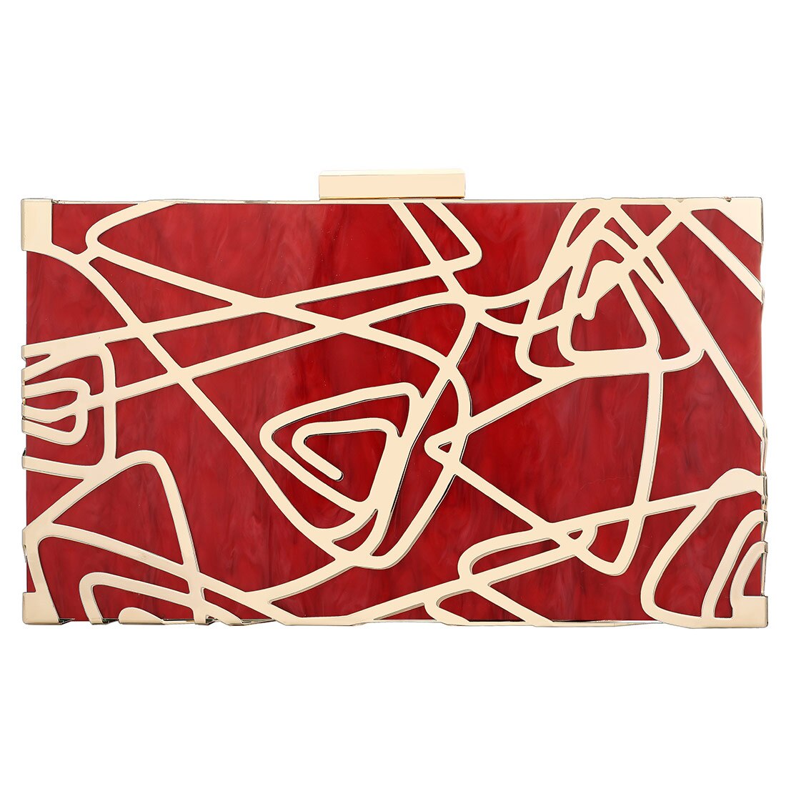 Acryl schwer-Oberfläche Kasten Taschen Hochzeit Kupplung Tasche Geometrische aufbringen Weibliche modisch Party Schulter Geldbörse Rechteck Beutel: rot