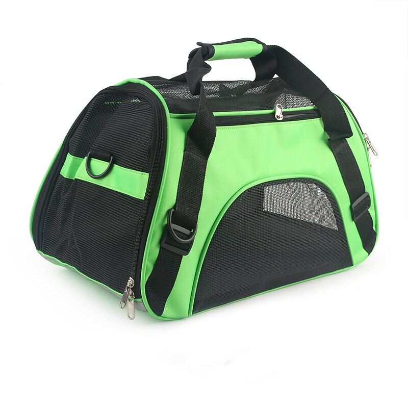 S/M/L-Bolsa de transporte portátil para perros y gatos, bolsa de transporte de lados suaves, bolso respirable para transporte al aire libre, Chihuahua pequeño de malla: Green / L52X24.5X33cm