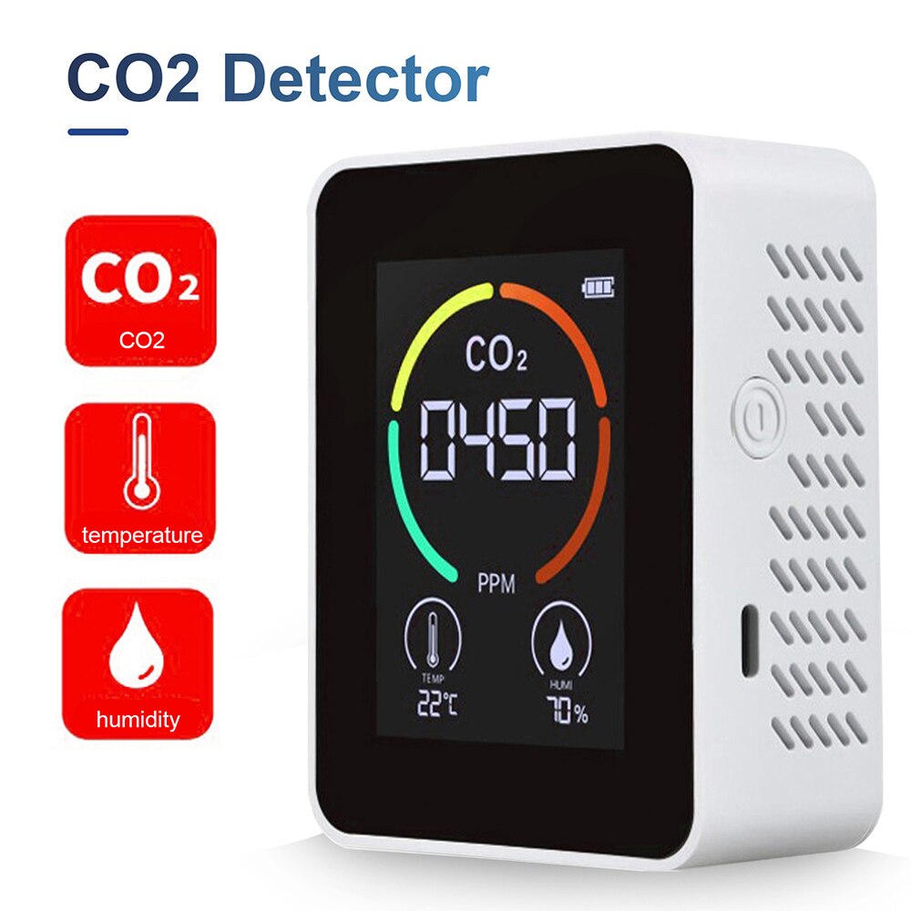 Air Monitor CO2 Meter Detector Air Detector Carbon Dioxide Detector CO2 Sensor Greenhouse Temperature Humidity Monitor