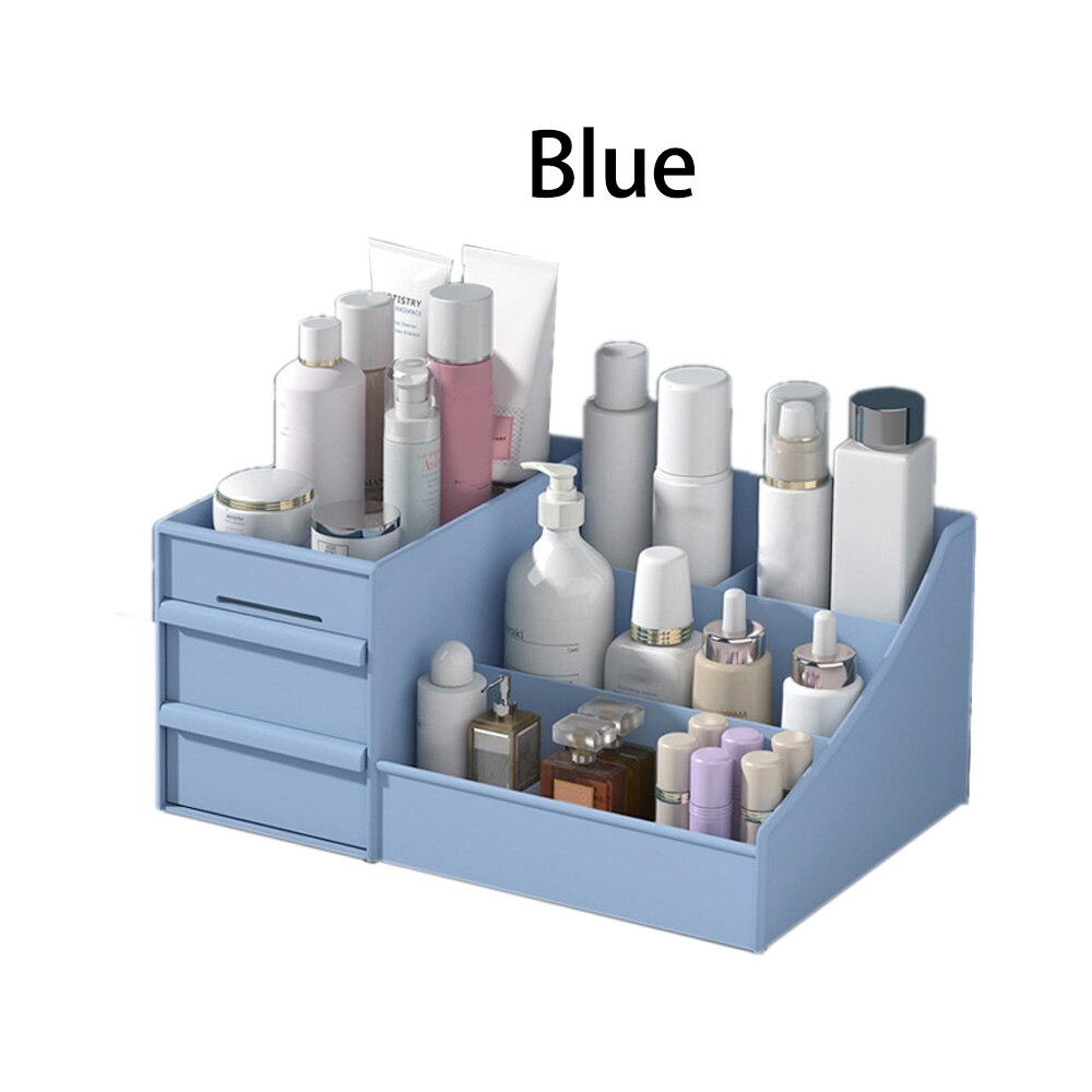 Grote Capaciteit Cosmetische Opbergdoos Make Lade Organizer Houder Desktop Diversen Voor Borstel Sieraden Nagellak Container: Blue