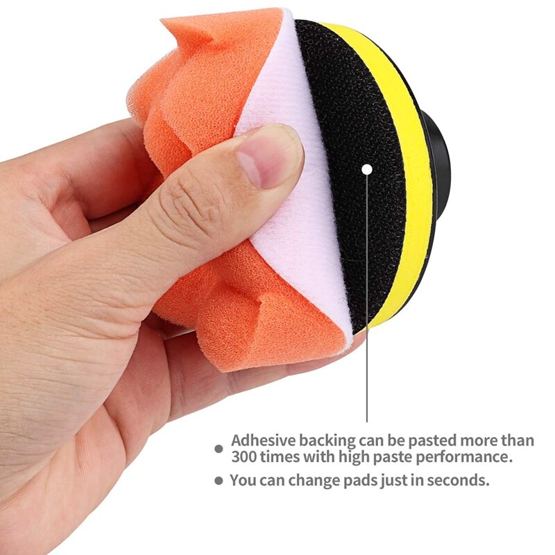 kit tampone lucidante per lucidatura da 3 pollici da 25 pollici con ventose, adattatori per trapano, tamponi per lucidatura in spugna, tamponi tampone in lana