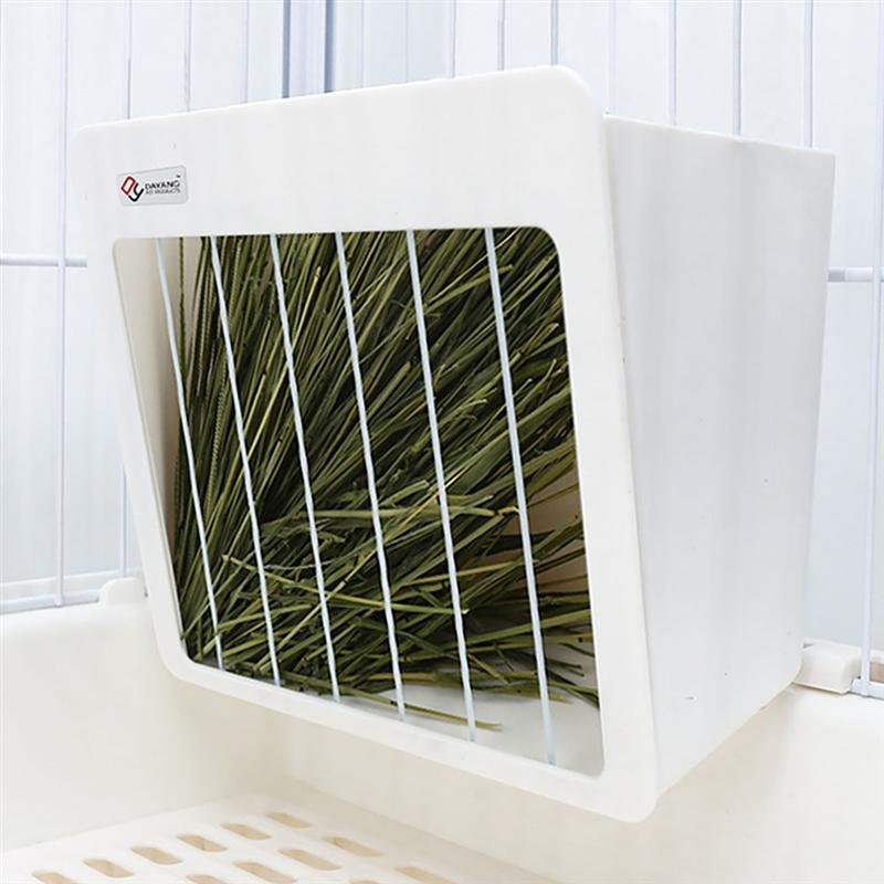 Klatka wewnętrzny pojemnik na siano pojemnik na żywność królik świnka morska wiszący podajnik (biały)