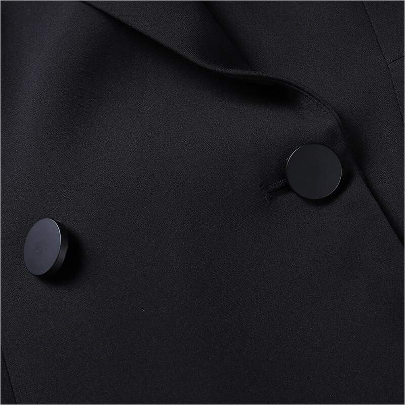 Vestido Blazer de manga larga para mujer, Otoño Invierno , chaqueta, abrigo, vestidos ajustados, largo hasta la rodilla, color negro, para oficina