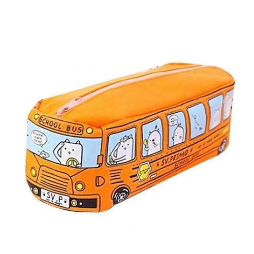 Stort lærred bil penalhus skoleartikler bus penalhuse pose pige drenge brevpapir pen taske opbevaringsholder: Orange
