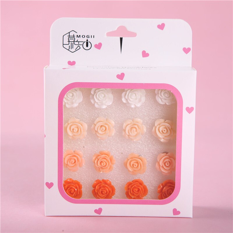 16 pc/ set färgglad ros trycknål ritning foto väggnubbar kork tavla nålar kartnålar kontor skoltillbehör: Orange