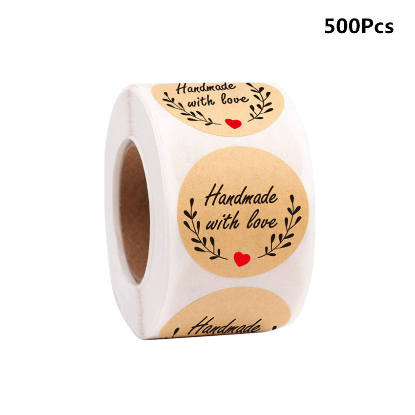 Autocollants Vintage en papier Kraft, étiquette autocollante de papeterie pour Scrapbook, fait à la main avec amour, décoration de fête d'anniversaire, 100 à 500 pièces: Rose Red