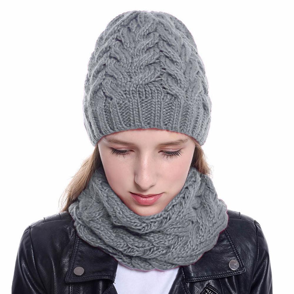 Winter muts sjaal set voor meisjes dames gebreide muts met zoom, muts, muts, casual warme muts, echarpe bonnet femme  #3f