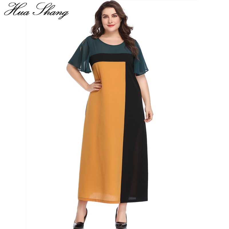 Maxi-jurk boho dames zomer o-hals split korte mouwen multicolor chiffon lange jurk losse oversized tuniek zomerjurk