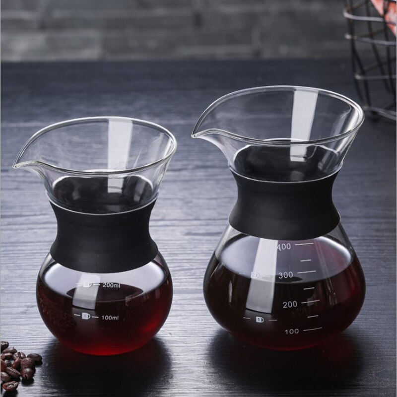 Glass Coffee Pot With Stainless Steel Filter Drip 200ml 400ml Coffee Pot Dripper Barista Pour Over Coffee Maker