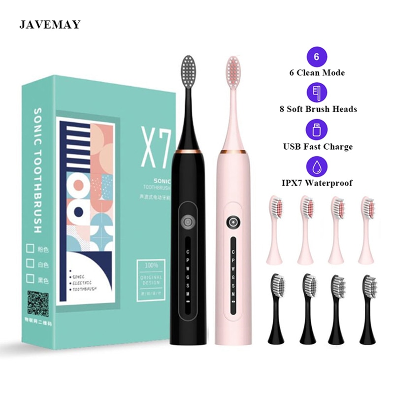 Sonic Toothbrush Smart Electric Tooth Brush Ultrasonic Automatic Toothbrush USB Fast Recharge IPX7 Waterproof for Adult X-7