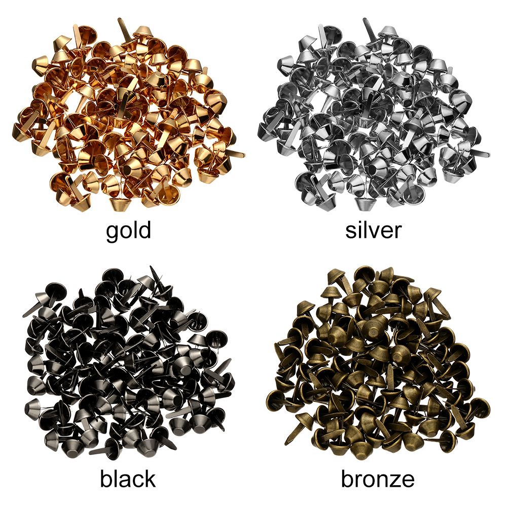 100pcs 12mm Retro Metal Feet Purse Handbag Decorative Rivets Leather Crafts Studs Pierced Bag Accessories DIY Punk Jewelry Rivet