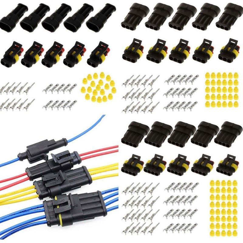 15 Kits 2 + 3 + 4 Pins Way Auto Auto Verzegeld Waterdichte Elektrische Draad Connector Plug
