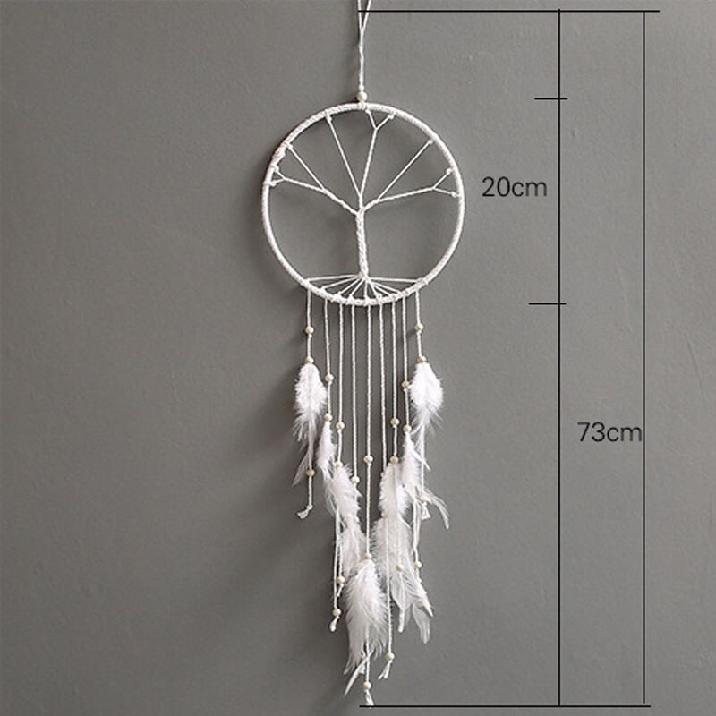 Atrapasueños blanco para colgar en la pared, colgante para decoración de sala de estar, dormitorio, de cumpleaños