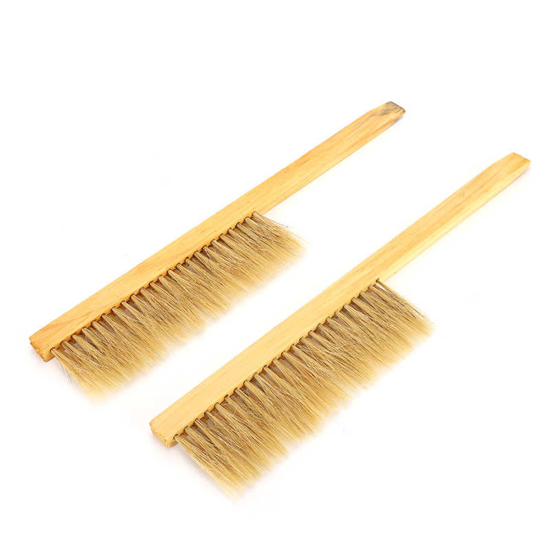 Bee brush double-row bristle beekeeping brush wooden handle beehive brush beekeeping tool
