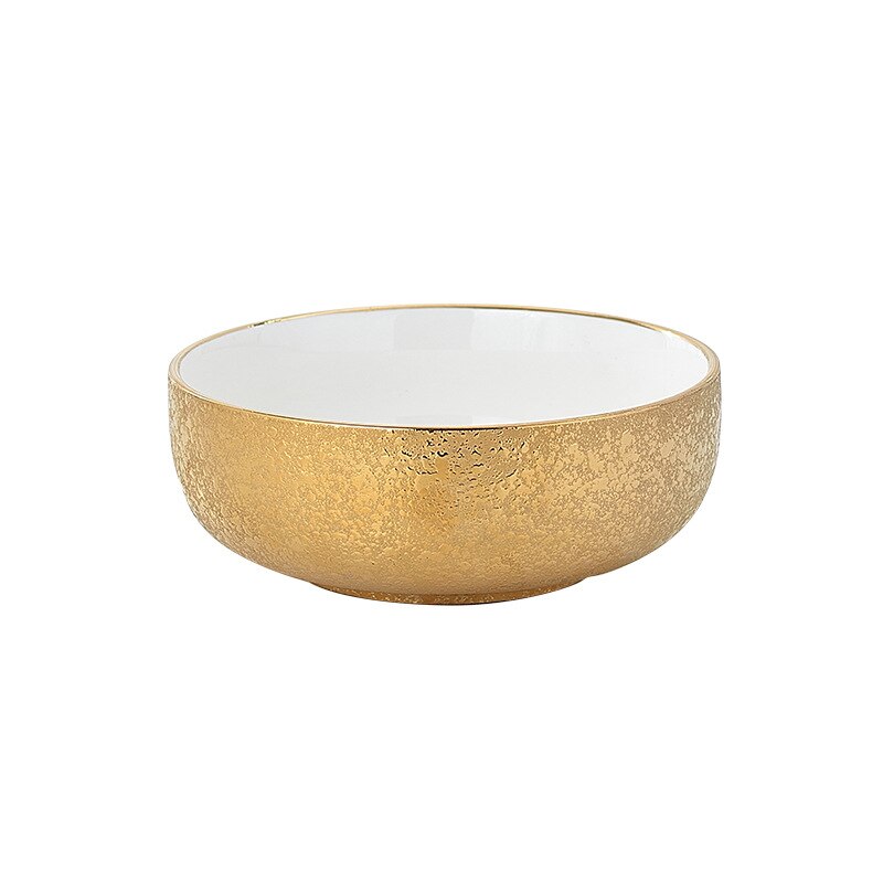 1 stk nordisk stil keramisk guld tallerken porcelæn fad suppe ris skål sæt snack dessert middag tallerken kage fad service