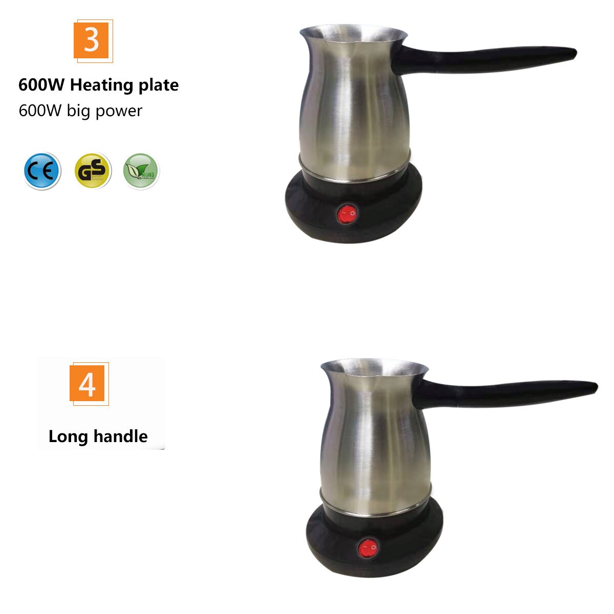 600W 220V Coffee Machine 304 Stainless Steel Turkey Mocha Coffee Maker Electrical Coffee Pot Coffee Kettle for home office