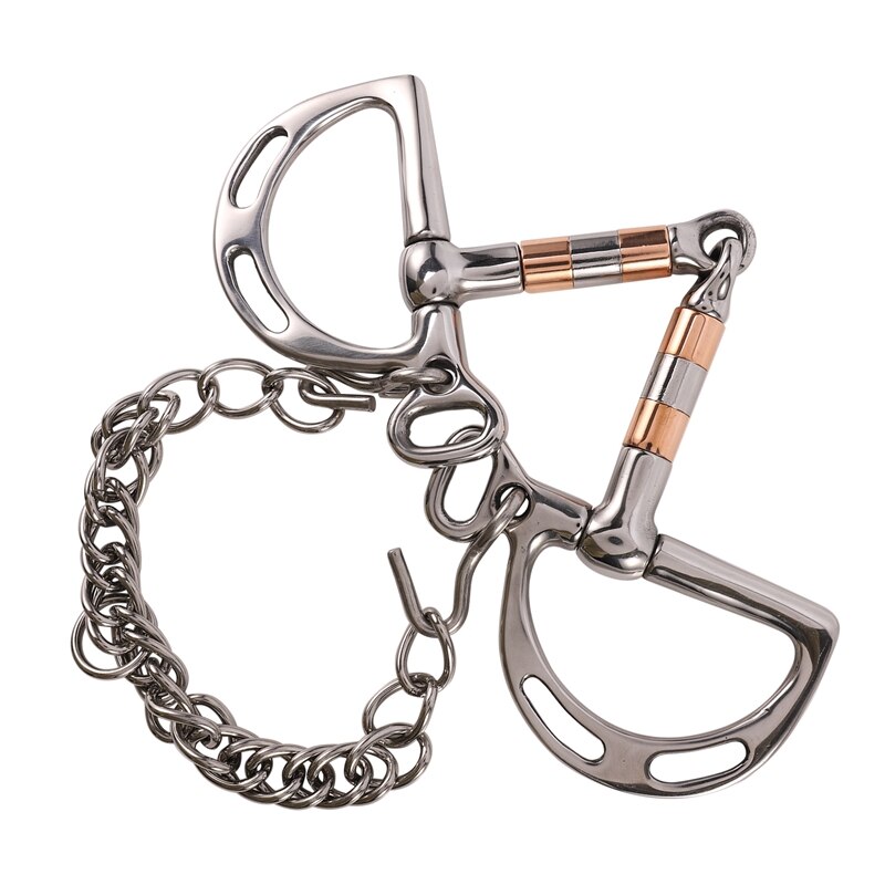 Horse Mouth Bit Stainless Steel Horse Bit Kimberwicke Bit Solid Jointed Mouth With Hook and Binocular Chain Horse Equipment