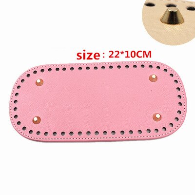 1 Pc Oval Long Round Leather Bottom with Holes Rivet for Knitted Bag PU Leather Bag Accessories DIY Woven Crochet Bag Bottom: I