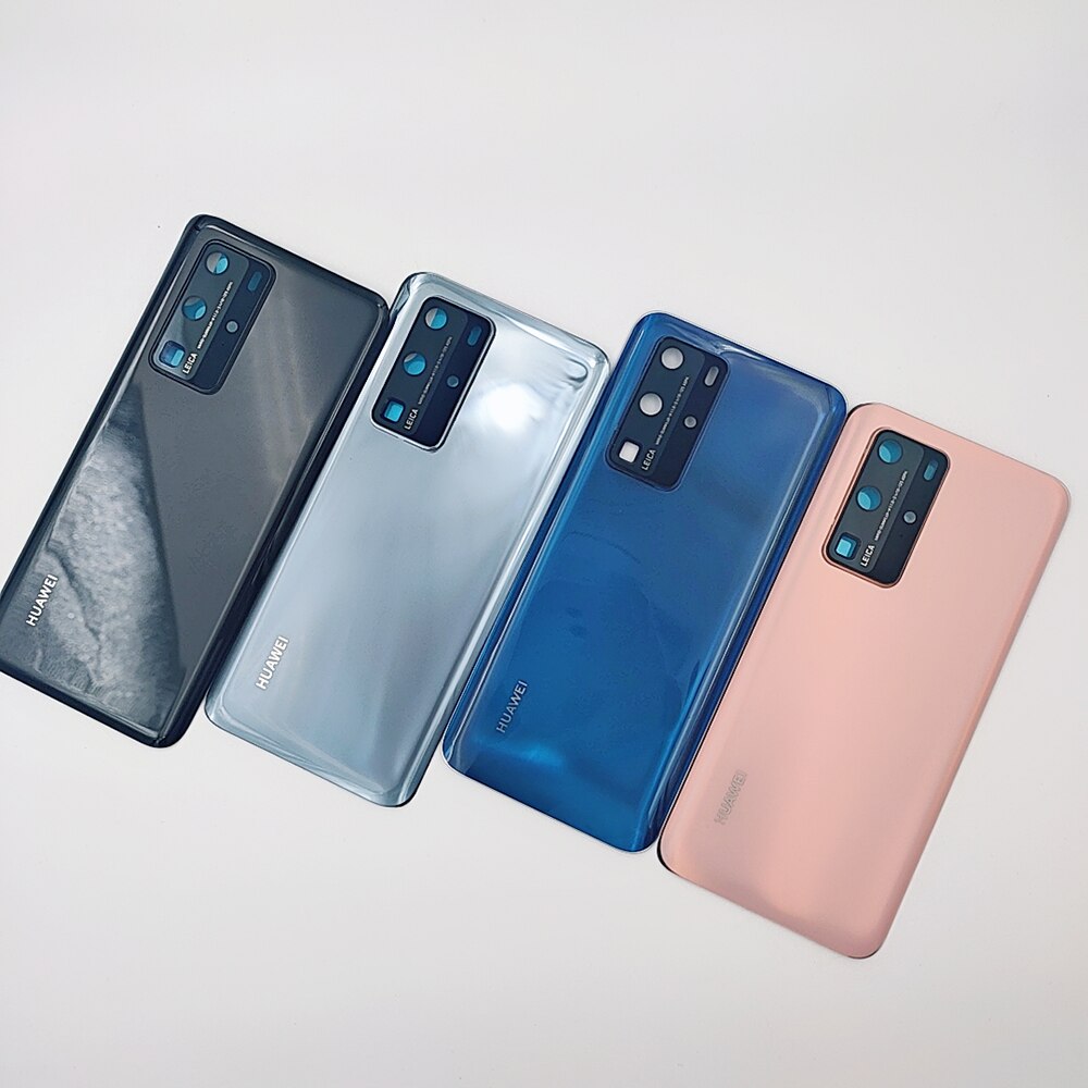 Huawei P40 P 40 Pro Battery Cover Back Glass Panel Rear Housing Case For P 40 Battery Protect Shell With Camera Lens Frame +Logo