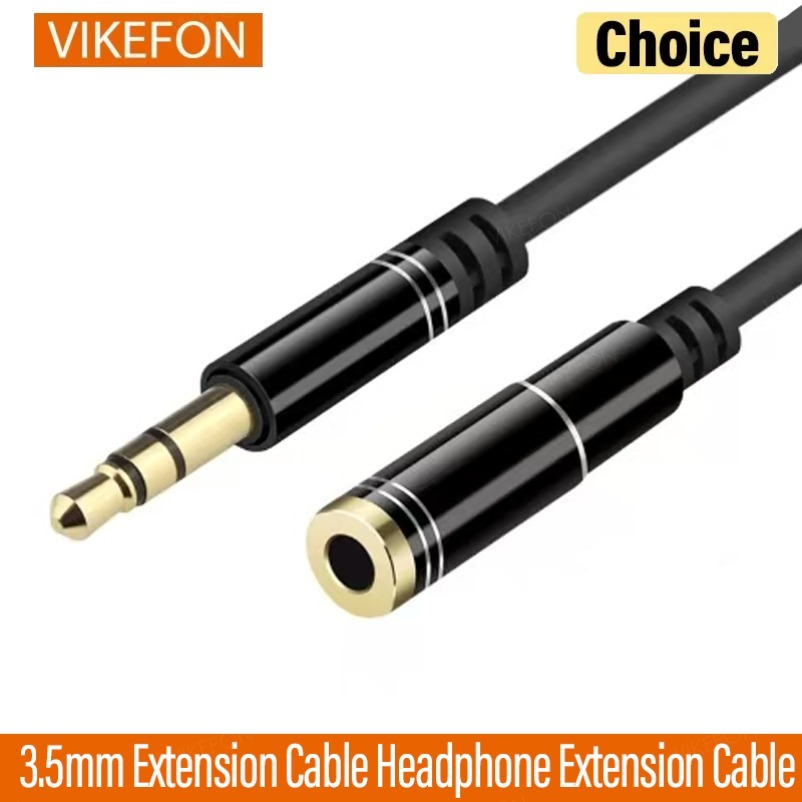 VIKEFON 3,5 mm verlengkabel hoofdtelefoon verlengkabel vergulde aux-kabel audio stereo jack man-vrouw TRS-snoer 1m 5m