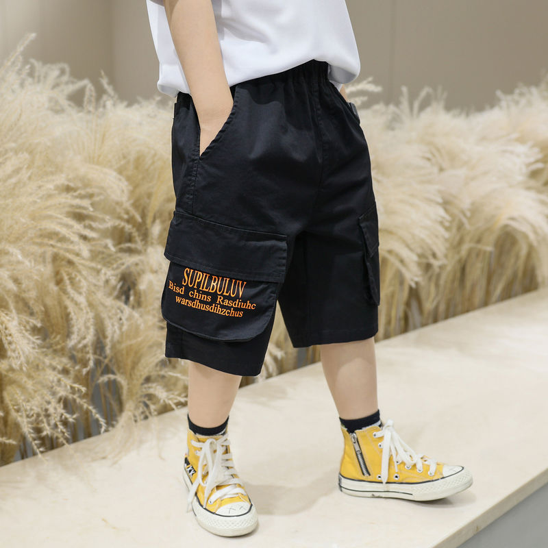 Pantaloncini per ragazzi vita elastica Casual pantaloni per neonati lunghezza al polpaccio per bambini pantaloni solidi pantaloni morbidi abbigliamento per bambini 5-14 anni
