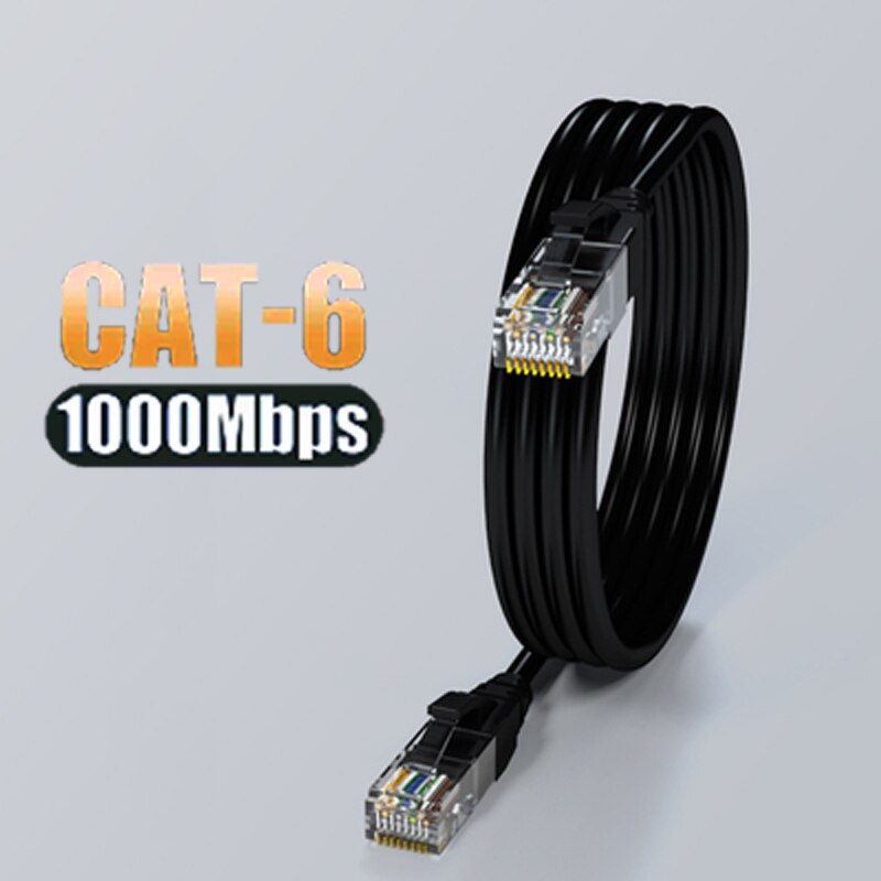 CAT6 Ethernet Cat 6 Lan Cable RJ 45 Network Patch Cord for Laptop Router RJ45 Internet Cable 20 30 50m/10m 1000Mbps Lan Cord UTP: black / 50m