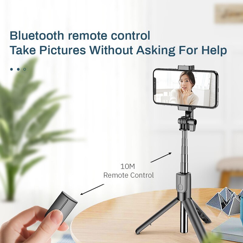 Wireless bluetooth Selfie Stick LED Ring light For iPhone X 8 Android smartphones expandable handheld monopod real-time Tripod