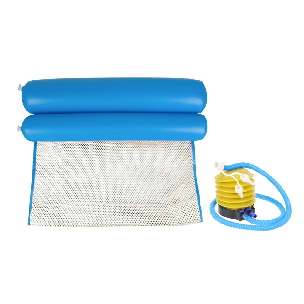 Hamaca de agua en colchón de aire, tumbona de playa, tumbona flotante para dormir, colchón de aire inflable plegable, silla de cama: Air Pump Blue