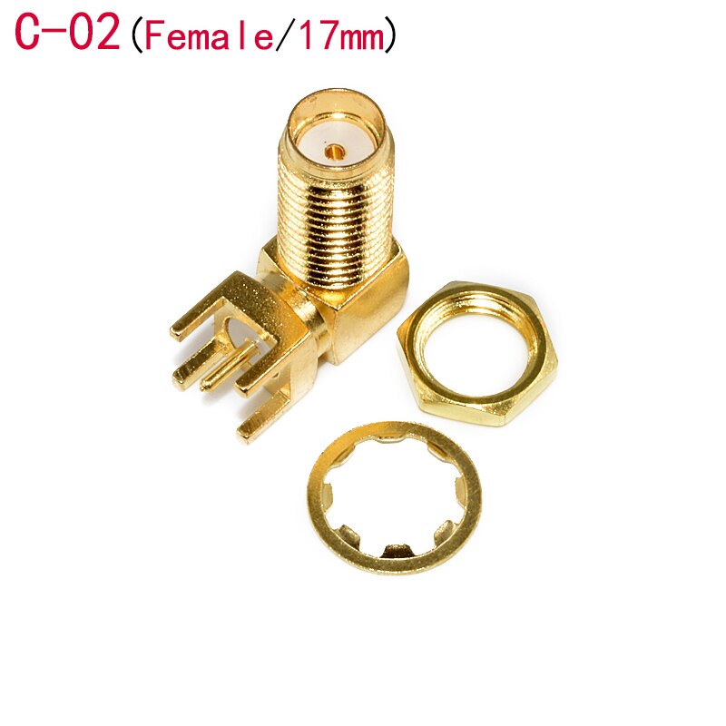 5Pcs SMA Male Female Jack Adapter Solder Edge PCB Straight Mount RF Copper Connector Plug Socket: C-02-Female-17mm