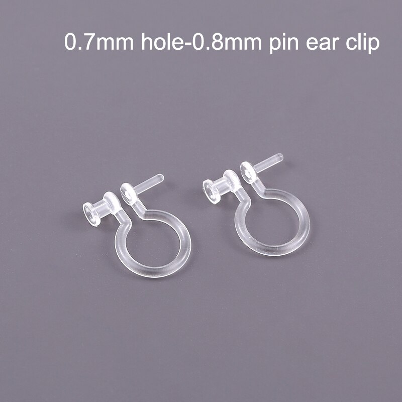 Clips para las orejas de resina transparente para mujer, aretes perforados hechos a mano, indoloro, suministros de joyería, 1 par: 1Pair 0.8Z 0.7mm