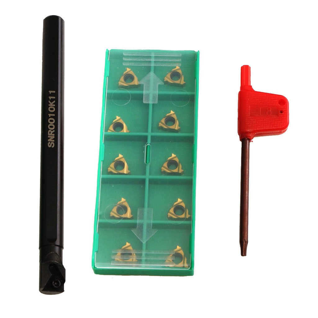 SNR0010K11 Draaibank Threading Turning Gereedschaphouder + 10 Stuks Inserts Met Wrench