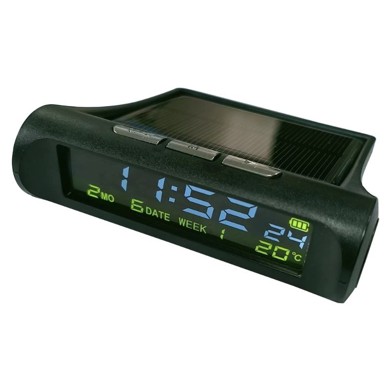 Solar Car Clocks Automotive Electronic Led Digital Clock Thermometer Alarm Clock