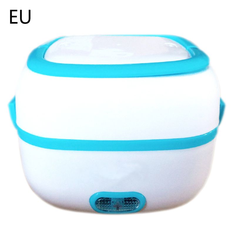 Multifunctional Electric Lunch Box Mini Rice Cooker Food Heater Steamer Cooking: EU plug Blue