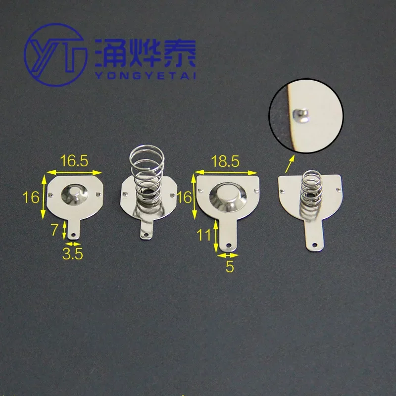 YYT 10 Stück 18650 Batterieblatt 16 x 16 x 18,5 mm Federkontaktblatt Batteriekasten positiv und negativ einzeln bipolar