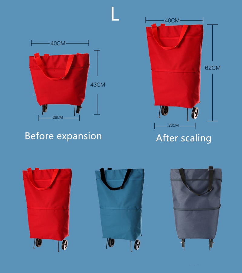 Oxford Folding Shopping Bag Shopping Cart Wheels Bag Small Pull Cart Women's Buy Vegetables Bag Shopping Organizer Tug Package