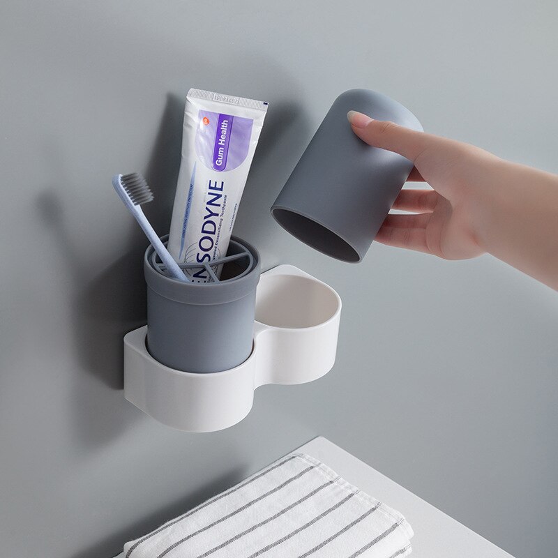 Wall Mounted Plastic Toothbrush Cup Portable Cup Cover For Toothpaste Toothbrush Box Drain Dispenser Holder Bathroom Accessories