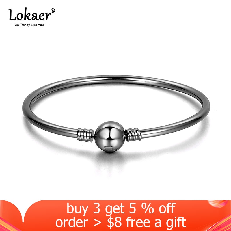 Lokaer Neo-Gothic Style Round Buckle Bracelets Diy Charm Beads Bracelet Bangle Jewelry For Women Girls Pulseira PABR502