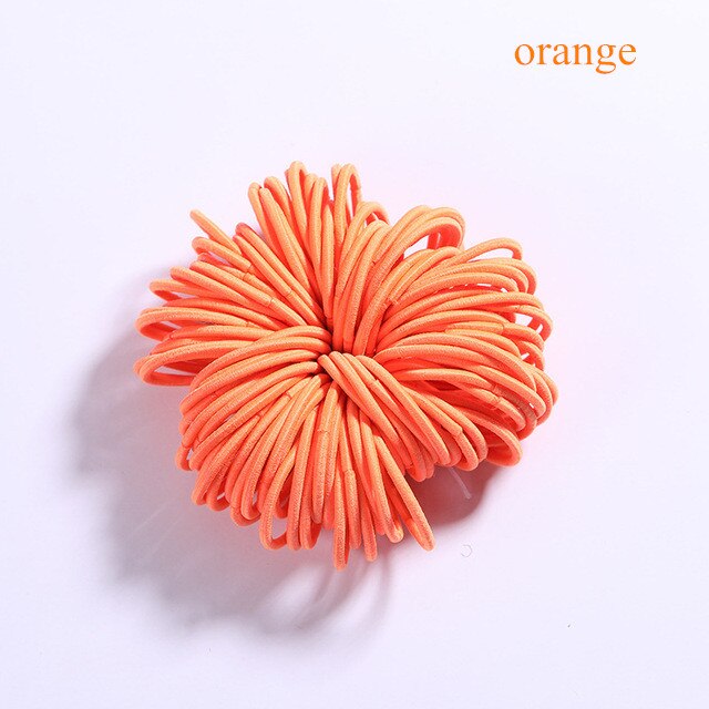 100 unids/lote Color caramelo chicas de Nylon 3CM bandas de goma de la seguridad de los niños elástico bandas de pelo de cola de caballo titular Niños Accesorios para el pelo: Naranja