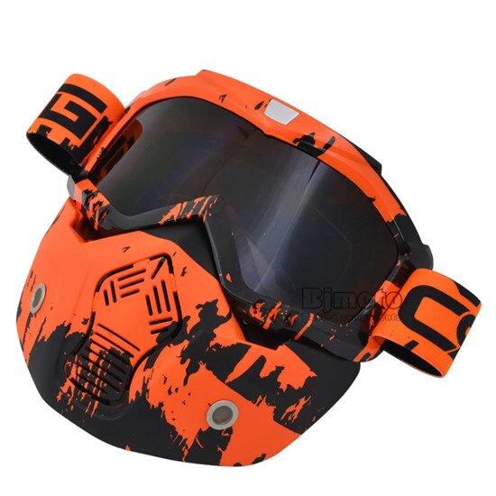 Máscara de casco facial Vintage, gafas desmontables para Motocross, Scooter, Jet, máscara, gafas de sol, esquí, Skate: Model 12