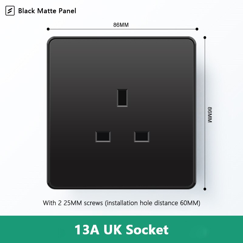 Atlectric Usb Wall Socket EU Standard Electrical Socketes Black Large Plastic Panel Multi-function Socket With Switch AC110-250V: 1UK